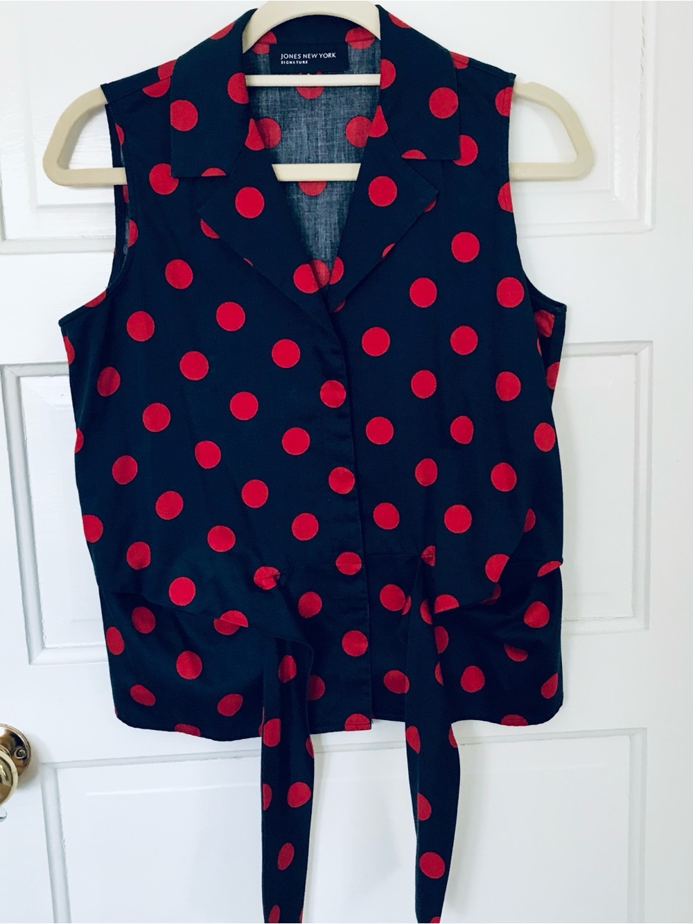 100% Cotton Polka Dot Tie-Waist Top